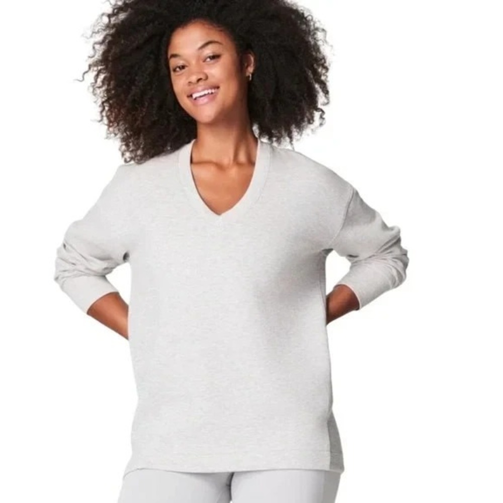 Spanx Air Essentials Brushed V Neck Tunic‎ Size XS Pale Grey Heather 50885R